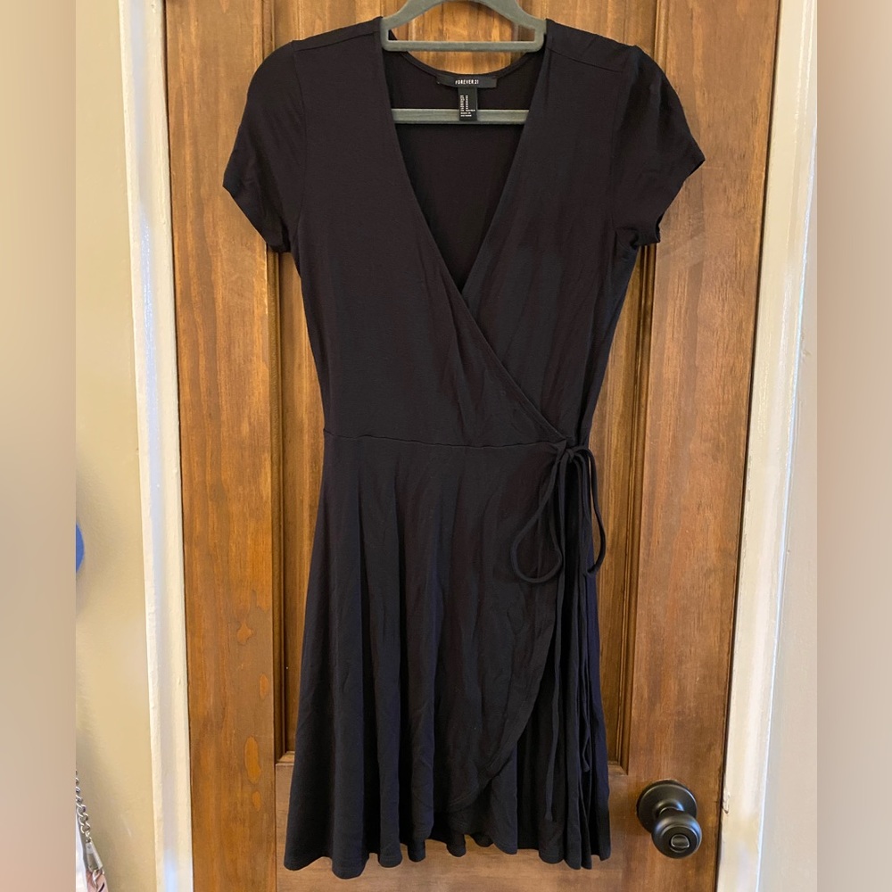 Forever 21 Black Faux Wrap Mini Dress - Size Small